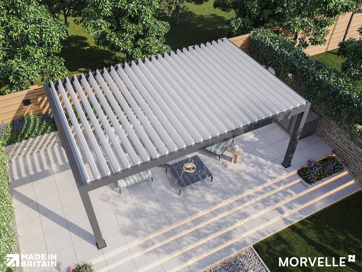 Custom Morvelle Pergola aerial view